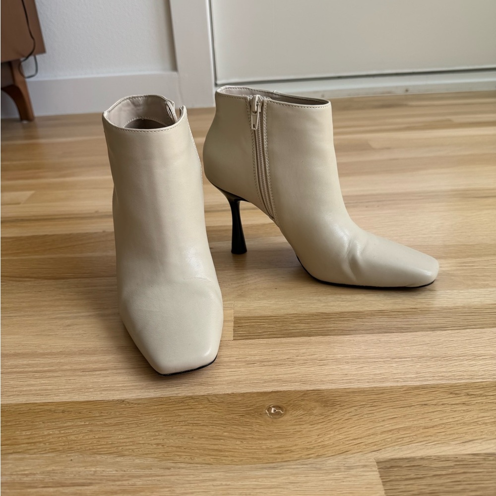 Mix No. 6 Cream Heeled Ankle Boots